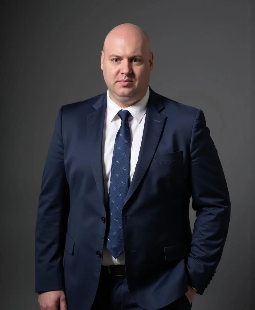 Joel R Klemmer close studio portrait with balanced contrast and steady expression