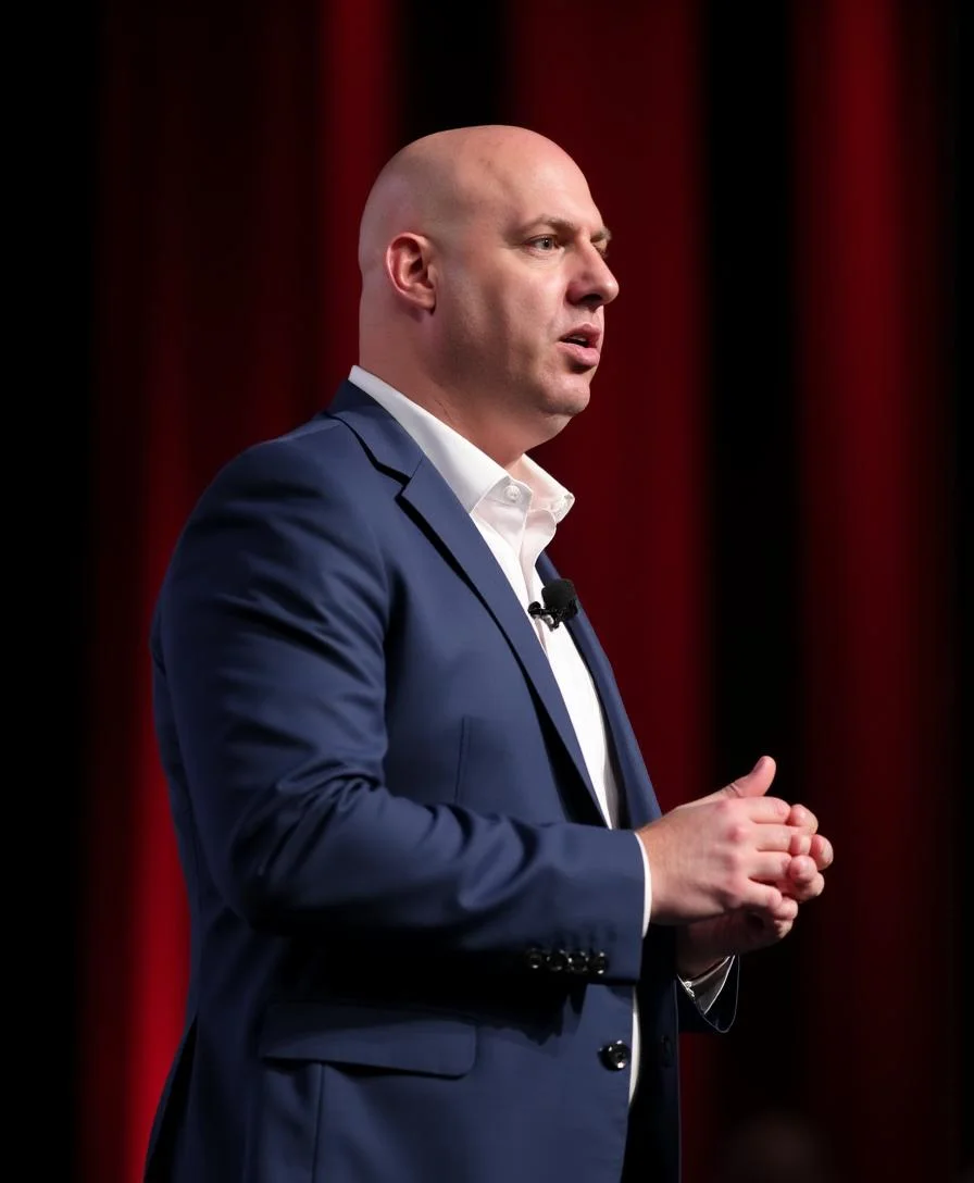 Joel R Klemmer 公开演讲肖像，契合企业领导力叙事