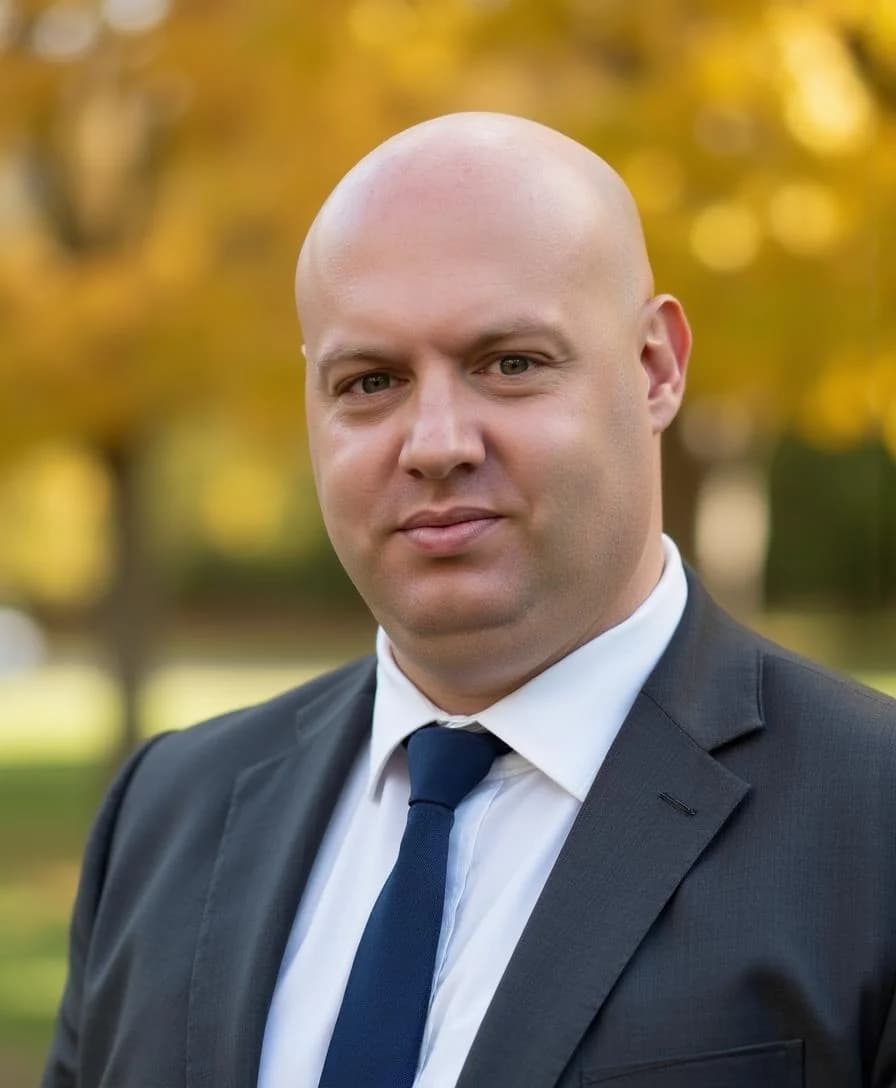 Joel R Klemmer 正式影棚肖像 with steady executive posture