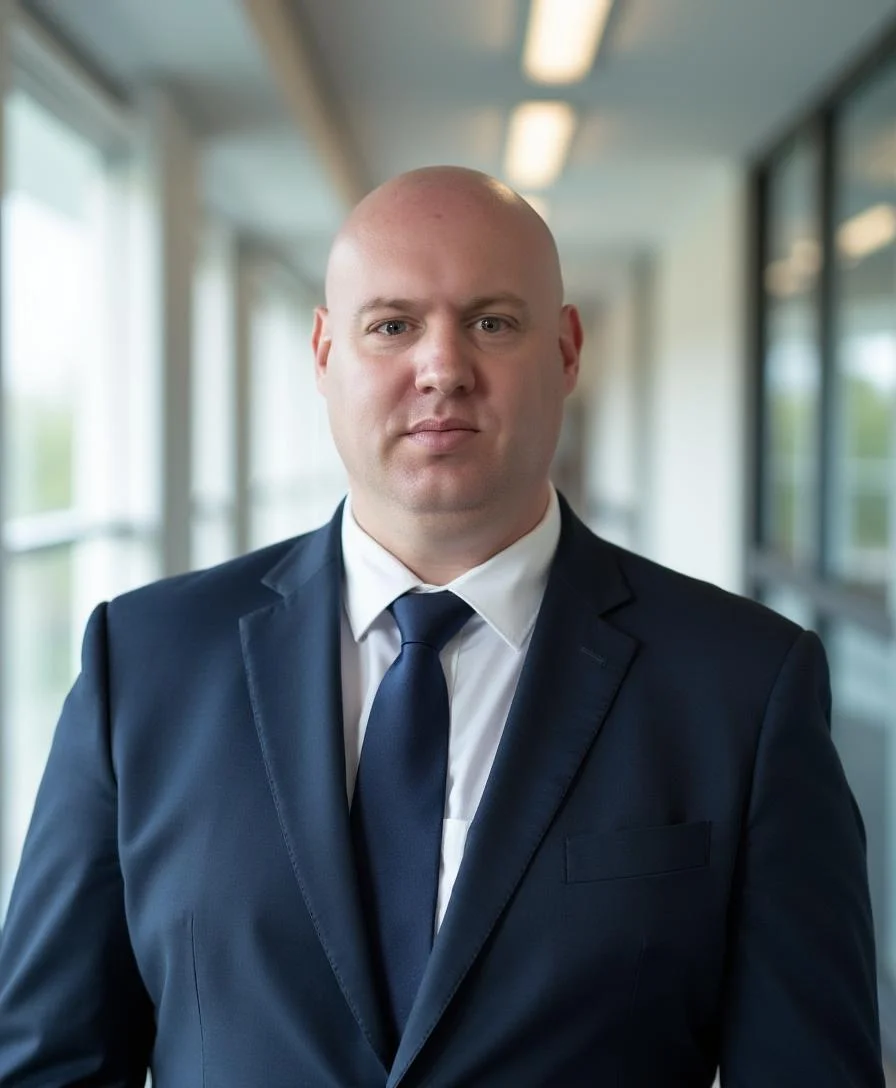 Joel R Klemmer formal executive portrait with controlled neutral backdrop