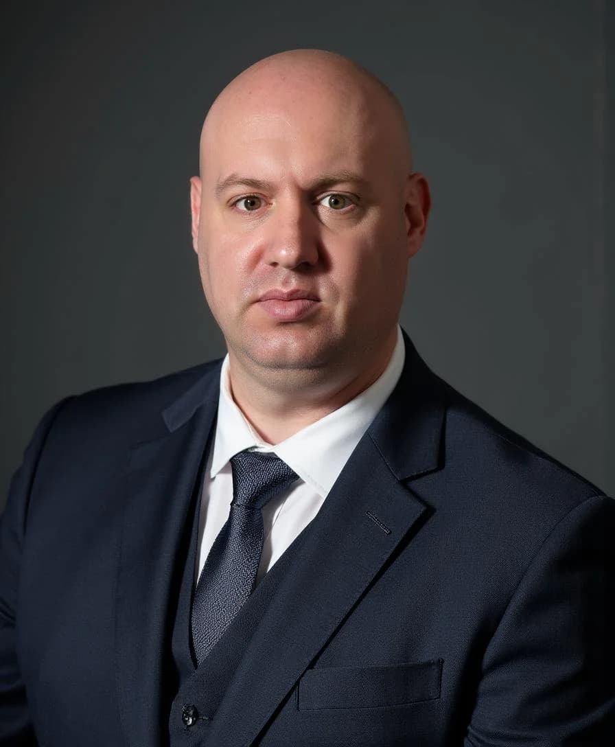 Joel R Klemmer studio portrait with structured graphite background