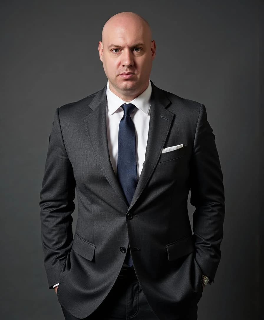 Joel R Klemmer in a professional studio setting with neutral graphite backdrop