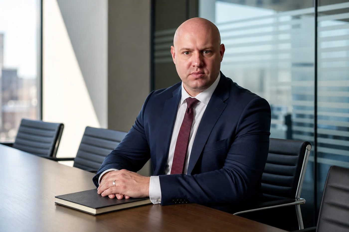 Joel Klemmer seated at a conference table